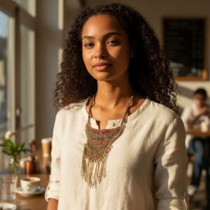 Gold Toned Metal RED Beads Statement Bib Necklace Egyptian Cleopatra EDGY Bold